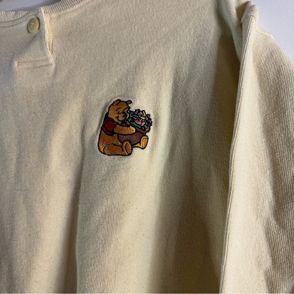 Vtg Disney Winnie the Pooh Embroidered Yellow Long Sleeve Henley XXL Made in USA - Picture 2 of 13